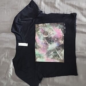 NEW Cosmic Gazer Art shooting stars cropped women's T-shirt XS/S unworn